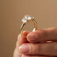 1.80CTW Oval Cut Three Stone Lab Grown Diamond Engagement Ring For Women Gold