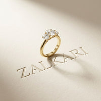 1.80CTW Oval Cut Three Stone Lab Grown Diamond Engagement Ring For Women Gold