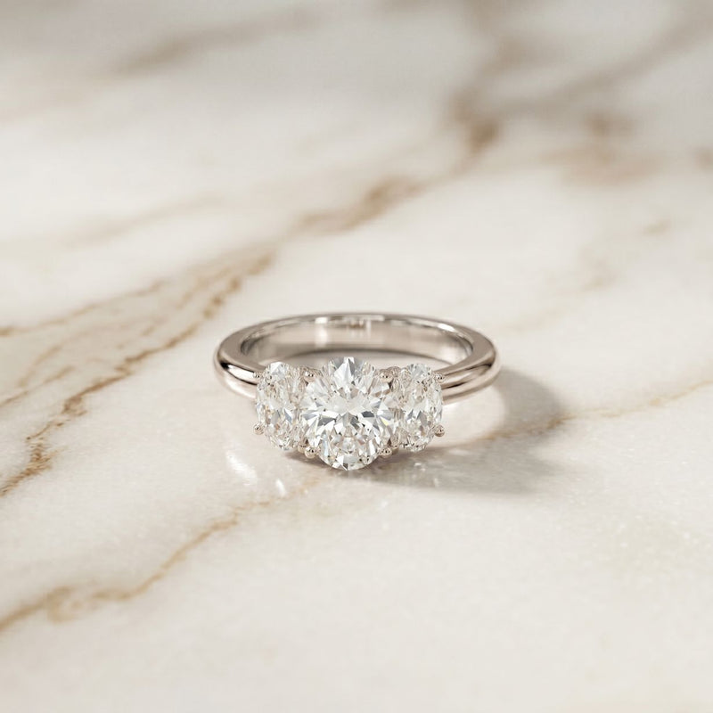 1.80CTW Oval Cut Three Stone Lab Grown Diamond Engagement Ring For Women White