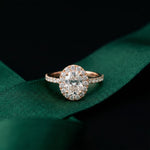 1.45CTW Oval Cut Classic Halo Lab Grown Diamond Engagement Ring For Women Rose Gold