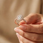 1.45CTW Oval Cut Classic Halo Lab Grown Diamond Engagement Ring For Women Rose Gold