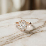 1.45CTW Oval Cut Classic Halo Lab Grown Diamond Engagement Ring For Women Rose Gold