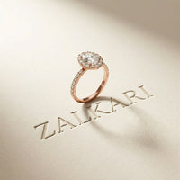 1.45CTW Oval Cut Classic Halo Lab Grown Diamond Engagement Ring For Women Rose Gold