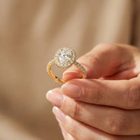1.45CTW Oval Cut Classic Halo Lab Grown Diamond Engagement Ring For Women Gold