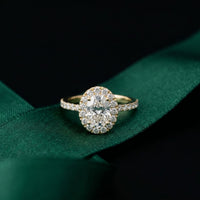 1.45CTW Oval Cut Classic Halo Lab Grown Diamond Engagement Ring For Women Gold
