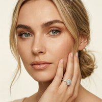 1.45CTW Oval Cut Classic Halo Lab Grown Diamond Engagement Ring For Women White