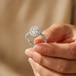 1.45CTW Oval Cut Classic Halo Lab Grown Diamond Engagement Ring For Women White