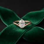0.10CTW Oval Cut Chevron Solitaire Lab Grown Diamond  Ring For Women Rose Gold