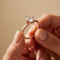 0.10CTW Oval Cut Chevron Solitaire Lab Grown Diamond  Ring For Women Rose Gold