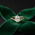 0.10CTW Oval Cut Chevron Solitaire Lab Grown Diamond  Ring For Women Gold