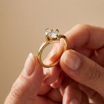 0.10CTW Oval Cut Chevron Solitaire Lab Grown Diamond  Ring For Women Gold