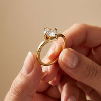 0.10CTW Oval Cut Chevron Solitaire Lab Grown Diamond  Ring For Women Gold