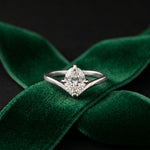 0.10CTW Oval Cut Chevron Solitaire Lab Grown Diamond  Ring For Women White