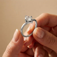 0.10CTW Oval Cut Chevron Solitaire Lab Grown Diamond  Ring For Women White