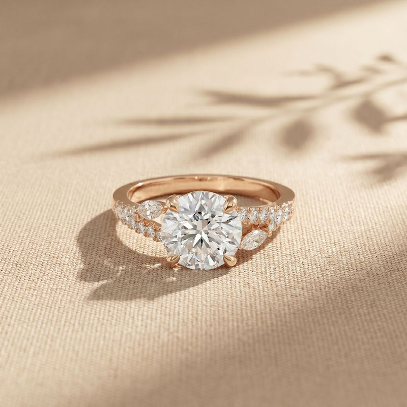 2.30CTW Round Cut Nature Inspired Lab Grown Diamond Engagement Ring For Women Rose Gold