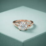 2.30CTW Round Cut Nature Inspired Lab Grown Diamond Engagement Ring For Women Rose Gold