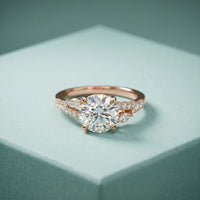2.30CTW Round Cut Nature Inspired Lab Grown Diamond Engagement Ring For Women Rose Gold