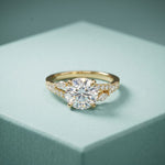 2.30CTW Round Cut Nature Inspired Lab Grown Diamond Engagement Ring For Women Gold