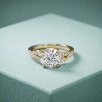 2.30CTW Round Cut Nature Inspired Lab Grown Diamond Engagement Ring For Women Gold