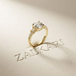 2.30CTW Round Cut Nature Inspired Lab Grown Diamond Engagement Ring For Women Gold