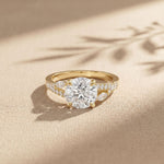 2.30CTW Round Cut Nature Inspired Lab Grown Diamond Engagement Ring For Women Gold