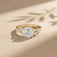 2.30CTW Round Cut Nature Inspired Lab Grown Diamond Engagement Ring For Women Gold