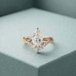 2.35CTW Pear Cut Floral Accent Lab Grown Diamond Engagement Ring For Women Rose Gold