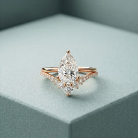 2.35CTW Pear Cut Floral Accent Lab Grown Diamond Engagement Ring For Women Rose Gold