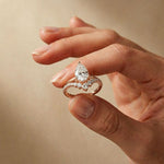 2.35CTW Pear Cut Floral Accent Lab Grown Diamond Engagement Ring For Women Rose Gold