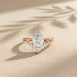 2.35CTW Pear Cut Floral Accent Lab Grown Diamond Engagement Ring For Women Rose Gold