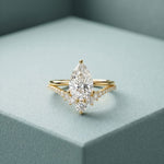 2.35CTW Pear Cut Floral Accent Lab Grown Diamond Engagement Ring For Women Gold