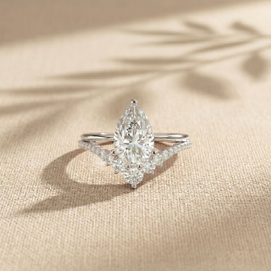 2.35CTW Pear Cut Floral Accent Lab Grown Diamond Engagement Ring For Women White 