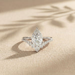 2.35CTW Pear Cut Floral Accent Lab Grown Diamond Engagement Ring For Women White 