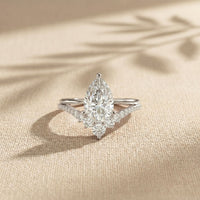 2.35CTW Pear Cut Floral Accent Lab Grown Diamond Engagement Ring For Women White 