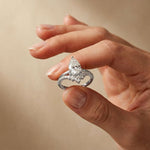 2.35CTW Pear Cut Floral Accent Lab Grown Diamond Engagement Ring For Women White 