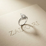 2.35CTW Pear Cut Floral Accent Lab Grown Diamond Engagement Ring For Women White 