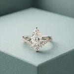 2.35CTW Pear Cut Floral Accent Lab Grown Diamond Engagement Ring For Women White 