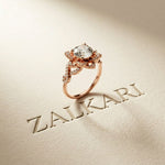 1.80CTW Round Cut Ornate Star Halo Lab Grown Diamond Engagement Ring For Women Rose Gold