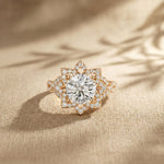 1.80CTW Round Cut Ornate Star Halo Lab Grown Diamond Engagement Ring For Women Rose Gold