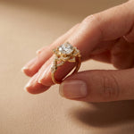 1.80CTW Round Cut Ornate Star Halo Lab Grown Diamond Engagement Ring For Women Gold