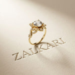1.80CTW Round Cut Ornate Star Halo Lab Grown Diamond Engagement Ring For Women Gold