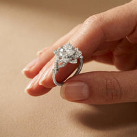 1.80CTW Round Cut Ornate Star Halo Lab Grown Diamond Engagement Ring For Women White