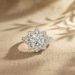 1.80CTW Round Cut Ornate Star Halo Lab Grown Diamond Engagement Ring For Women White