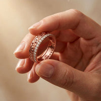 0.55CTW Round Cut Vintage Scroll Pavé Lab Grown Diamond Wedding Band For Women Rose Gold