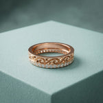 0.55CTW Round Cut Vintage Scroll Pavé Lab Grown Diamond Wedding Band For Women Rose Gold