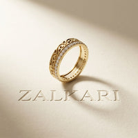 0.55CTW Round Cut Vintage Scroll Pavé Lab Grown Diamond Wedding Band For Women Gold