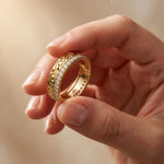 0.55CTW Round Cut Vintage Scroll Pavé Lab Grown Diamond Wedding Band For Women Gold