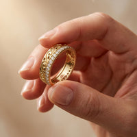 0.55CTW Round Cut Vintage Scroll Pavé Lab Grown Diamond Wedding Band For Women Gold