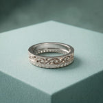 0.55CTW Round Cut Vintage Scroll Pavé Lab Grown Diamond Wedding Band For Women White