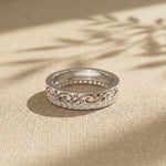 0.55CTW Round Cut Vintage Scroll Pavé Lab Grown Diamond Wedding Band For Women White